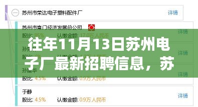 苏州电子厂创新升级揭秘，十一月全新高科技招聘信息盛宴，体验科技改变生活力量