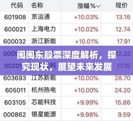 闽闽东股票深度解析，探究现状，展望未来发展