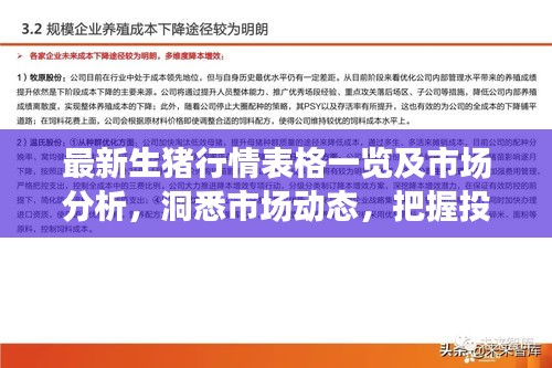 最新生猪行情表格一览及市场分析，洞悉市场动态，把握投资机会！